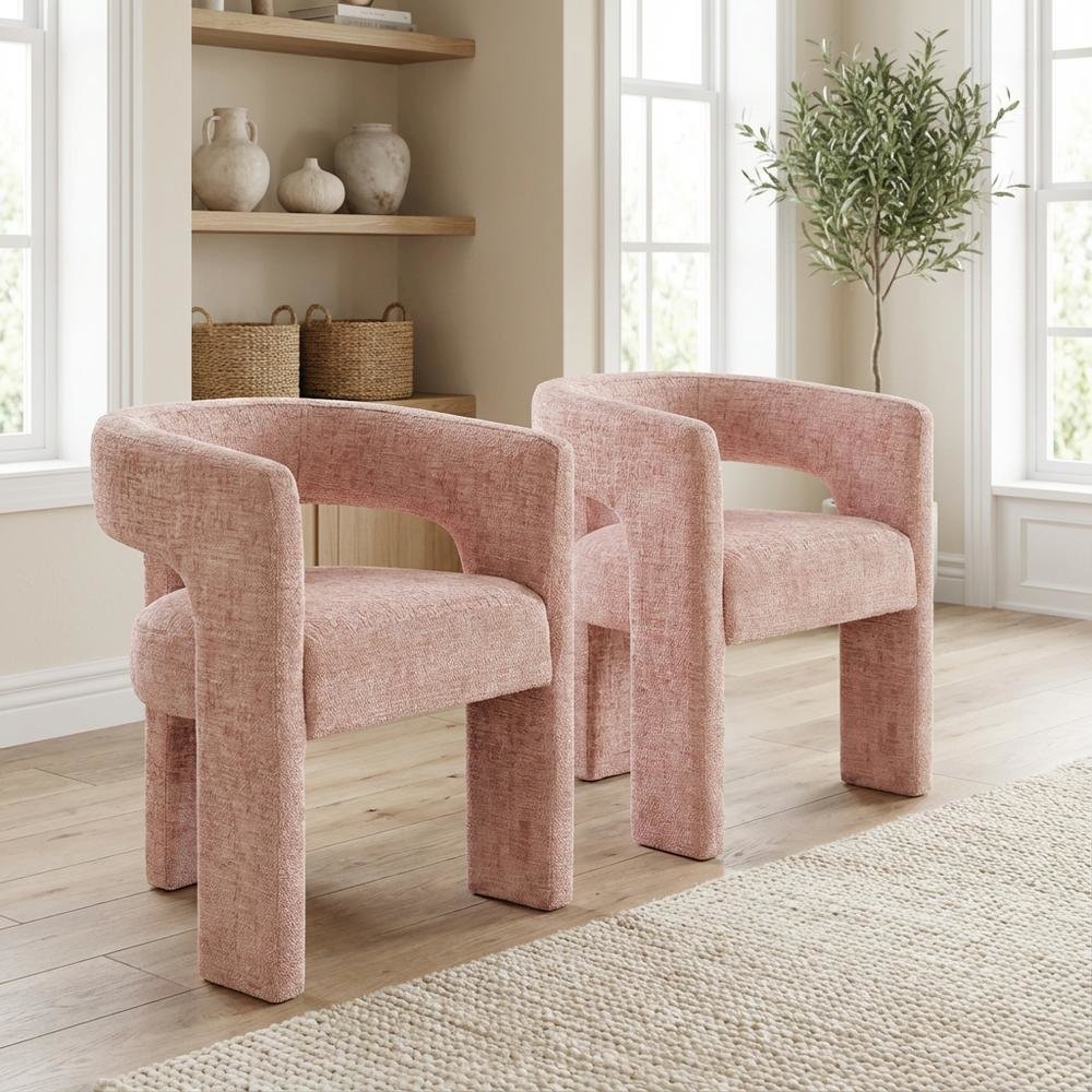 Gwen Modern Luxury Jacquard Fabric Sculpture Armchair - Set of 4