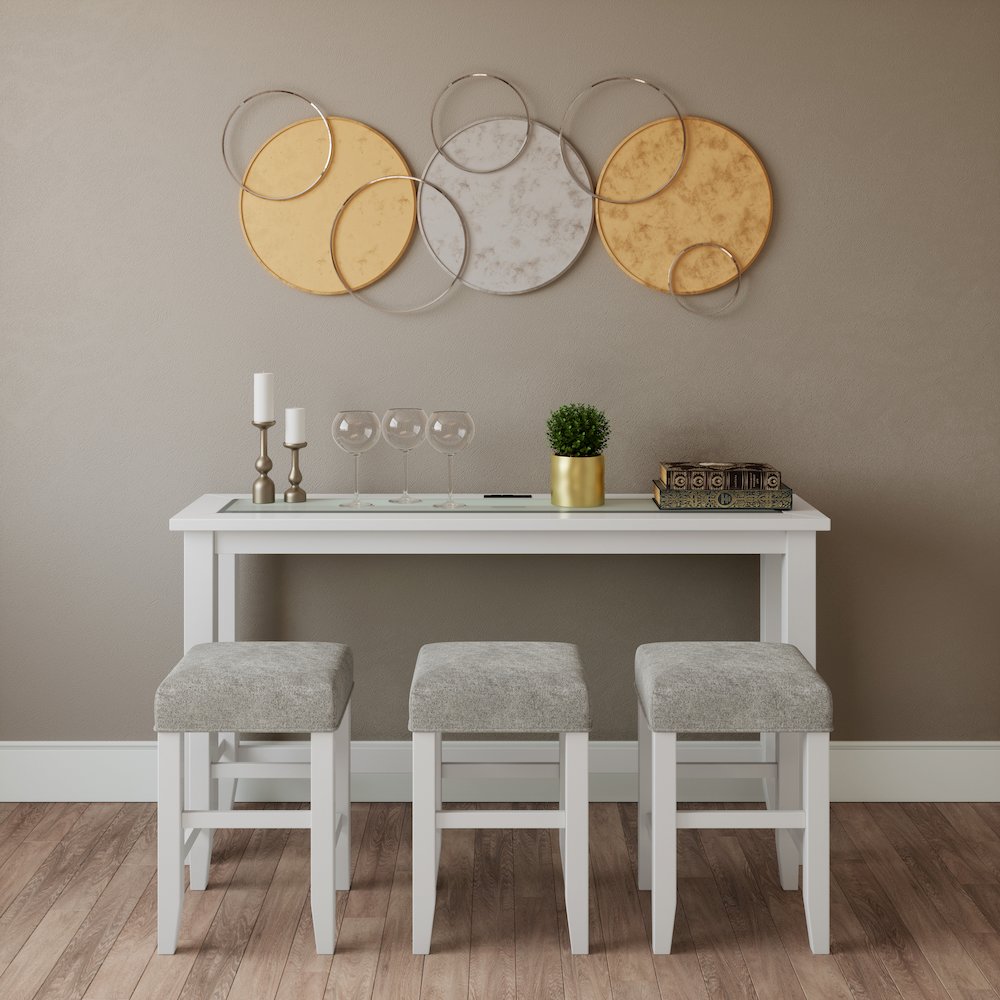 Contemporary 4 Piece Counter Height 66" Dining Table Set with USB Charging