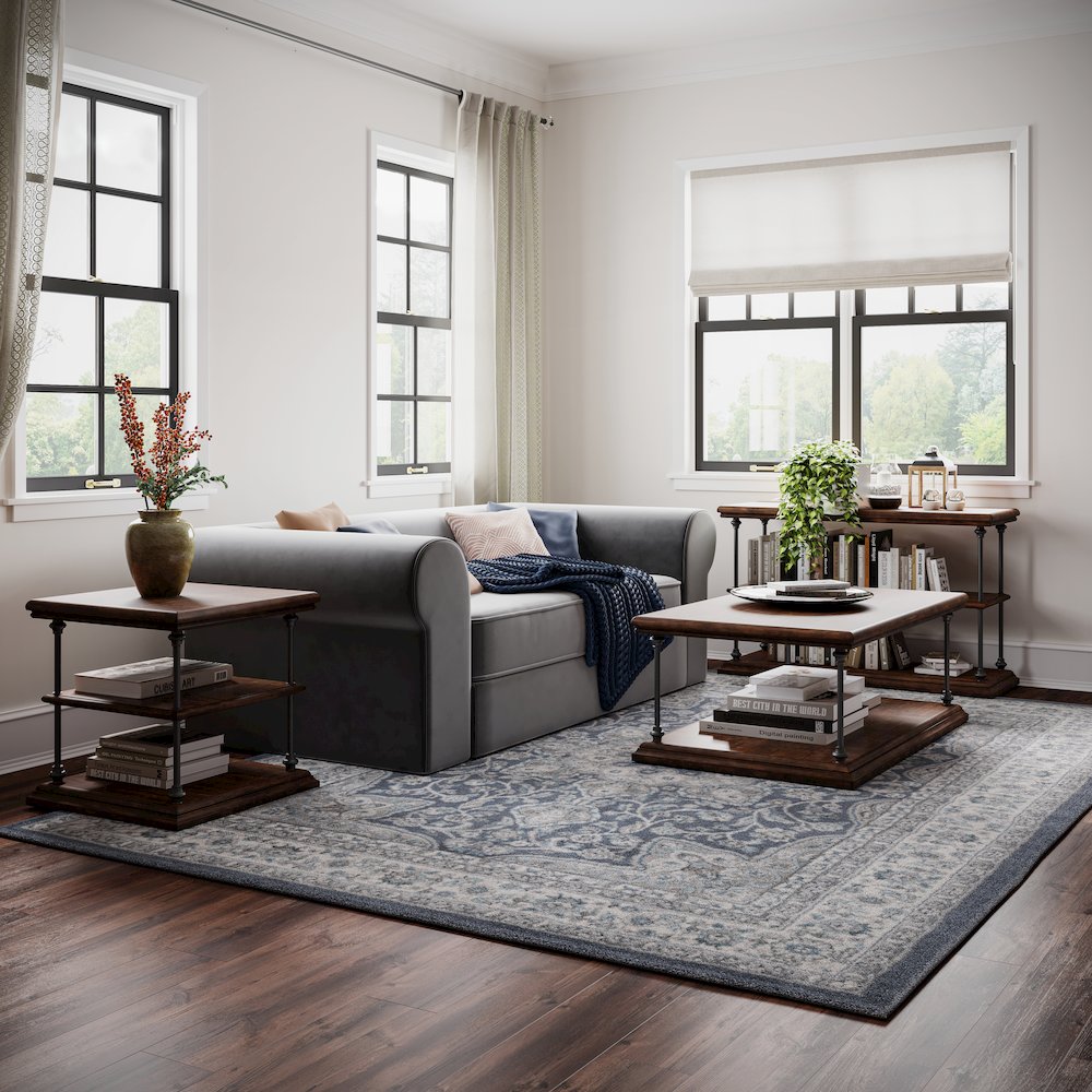 Larson Modern Industrial 48" Solid Wood Sofa Table with Storage