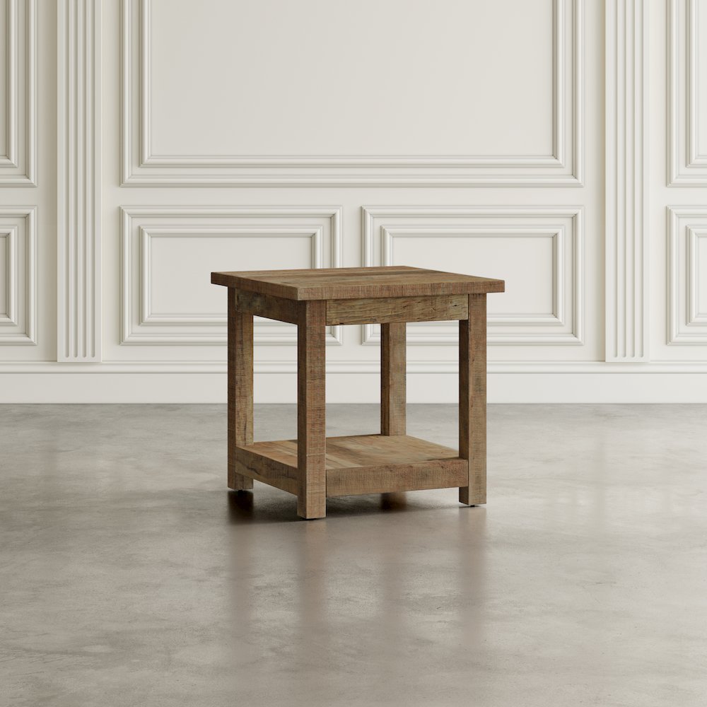 Reclamation Rustic Reclaimed Solid Wood Square End Table with Storage Shelf