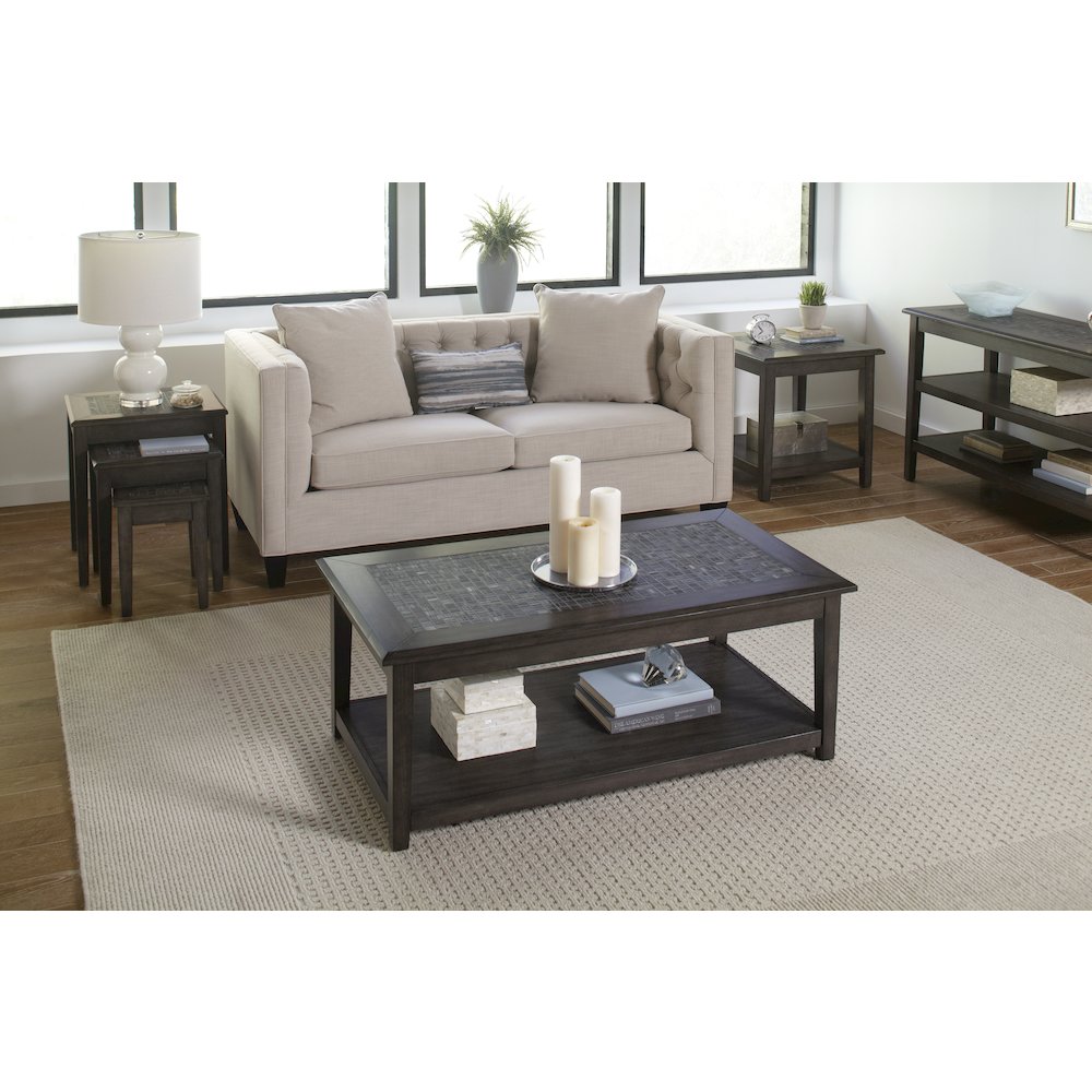 Baroque 48" Coffee Table with Mosaic Tile Inlay