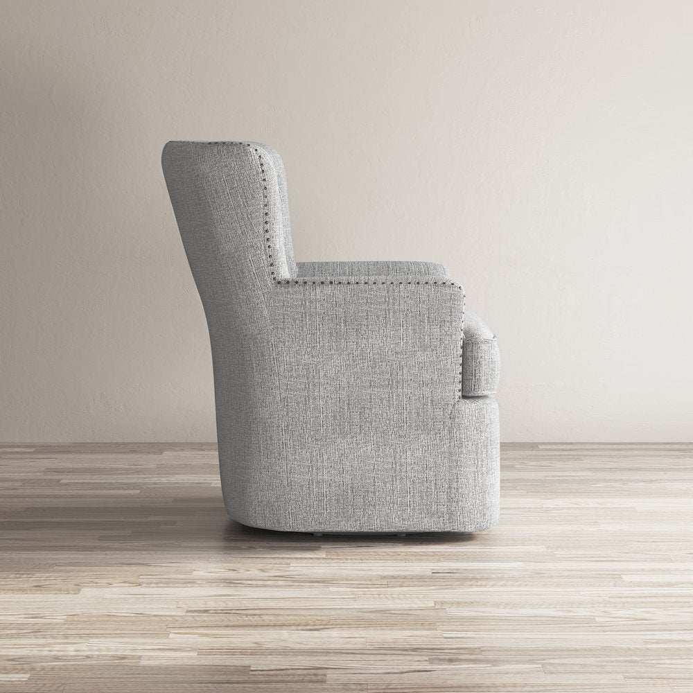 Bryson Transitional Upholstered Swivel Chair with Nailhead Trim