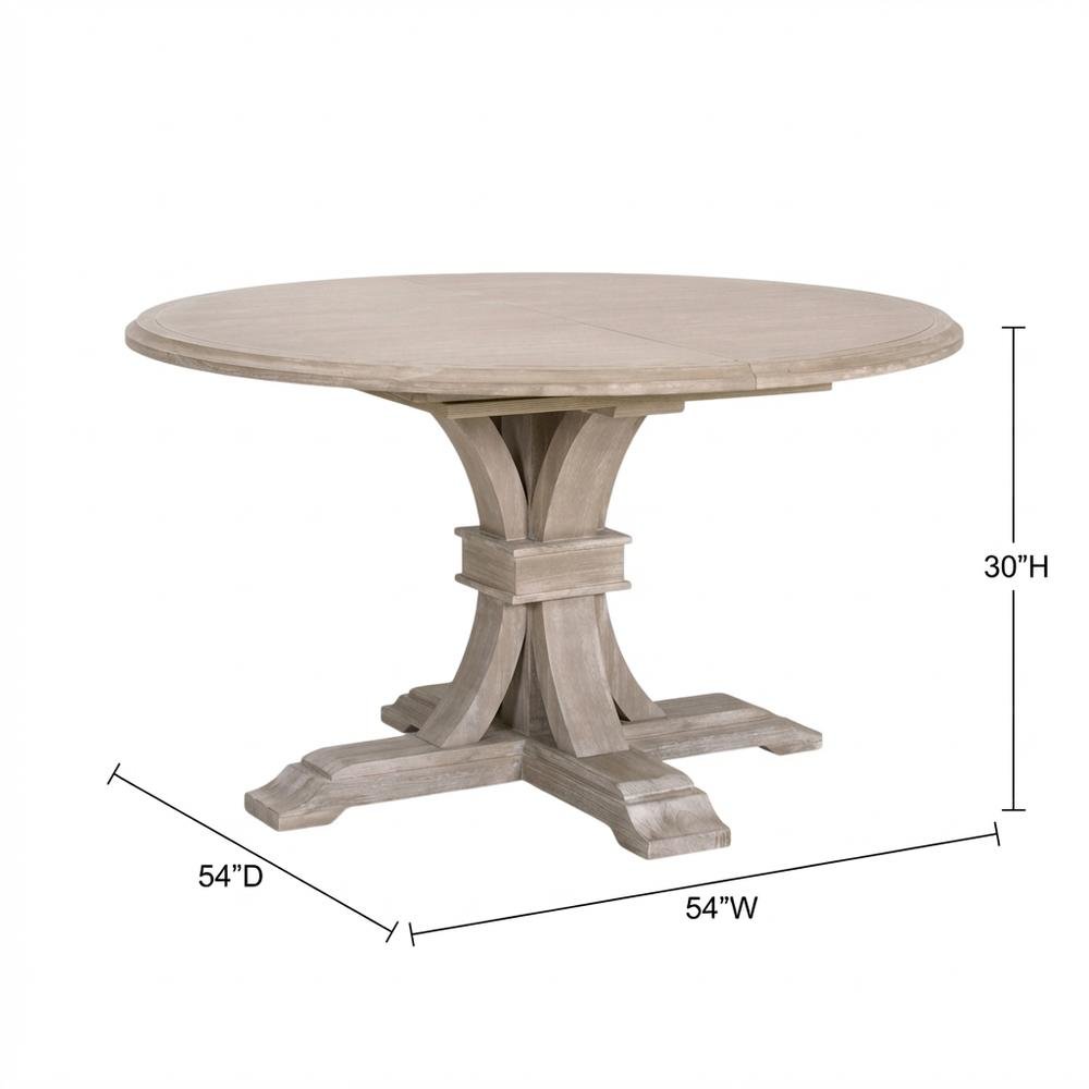 Solid Acacia 54-Inch Round Dining Table with Extension Leaf