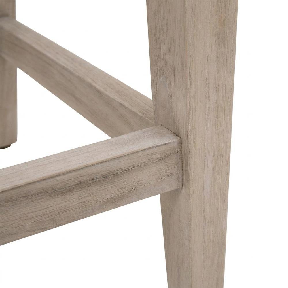 Solid Teak Rope-Woven Outdoor Counter Stool with Cushion, Gray Teak