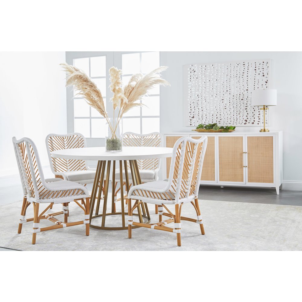 Traditions Transitional Turino 54" Round Dining Table Concrete Top