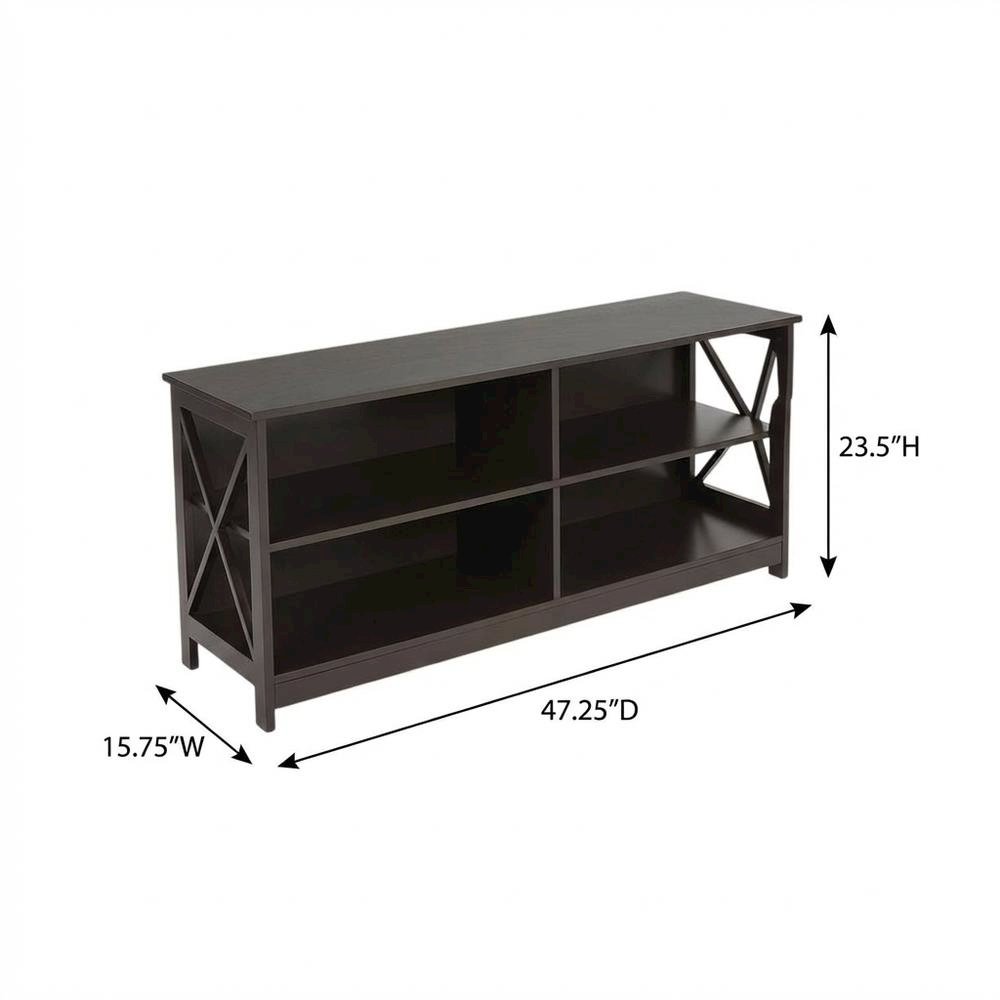 Espresso MDF TV Stand with Veneer Finish and Modern Storage Design