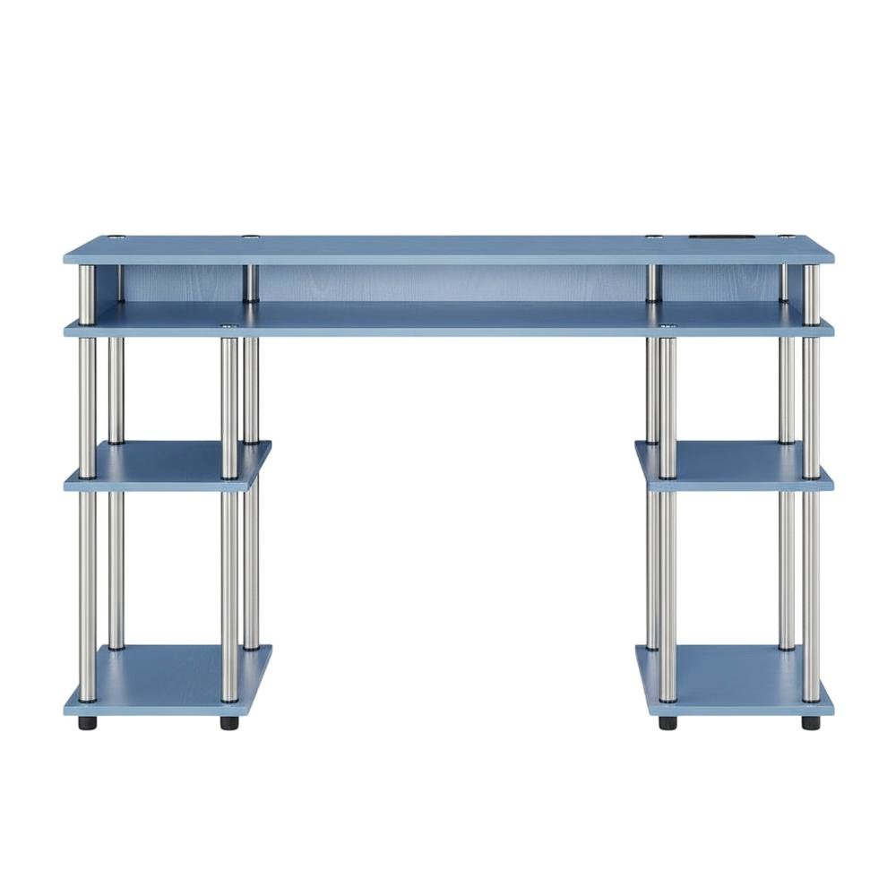Blue Student Desk, Charging Station And Spacious Surface For Study