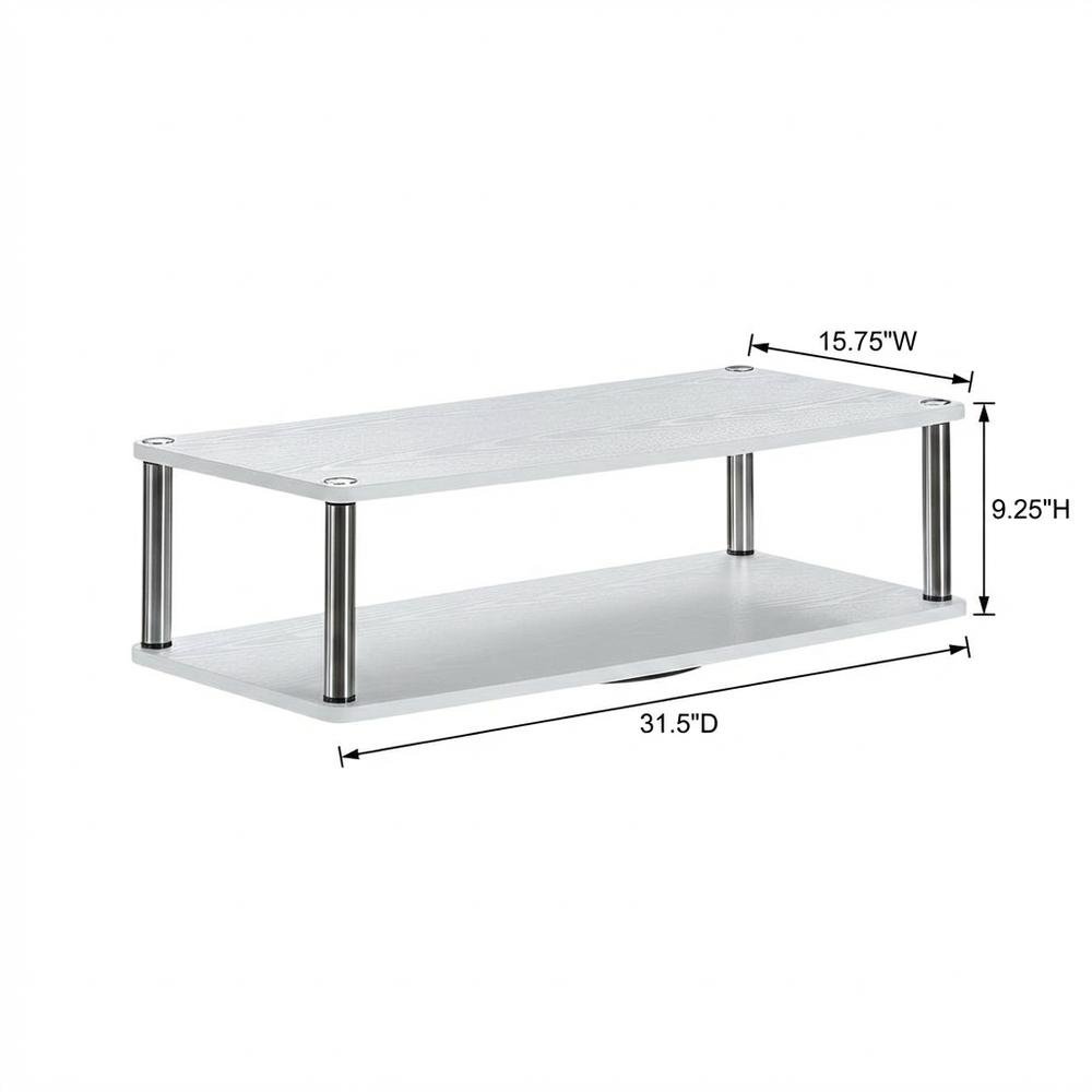 White double tier swivel TV riser, up to 37-inch screens, transitional style
