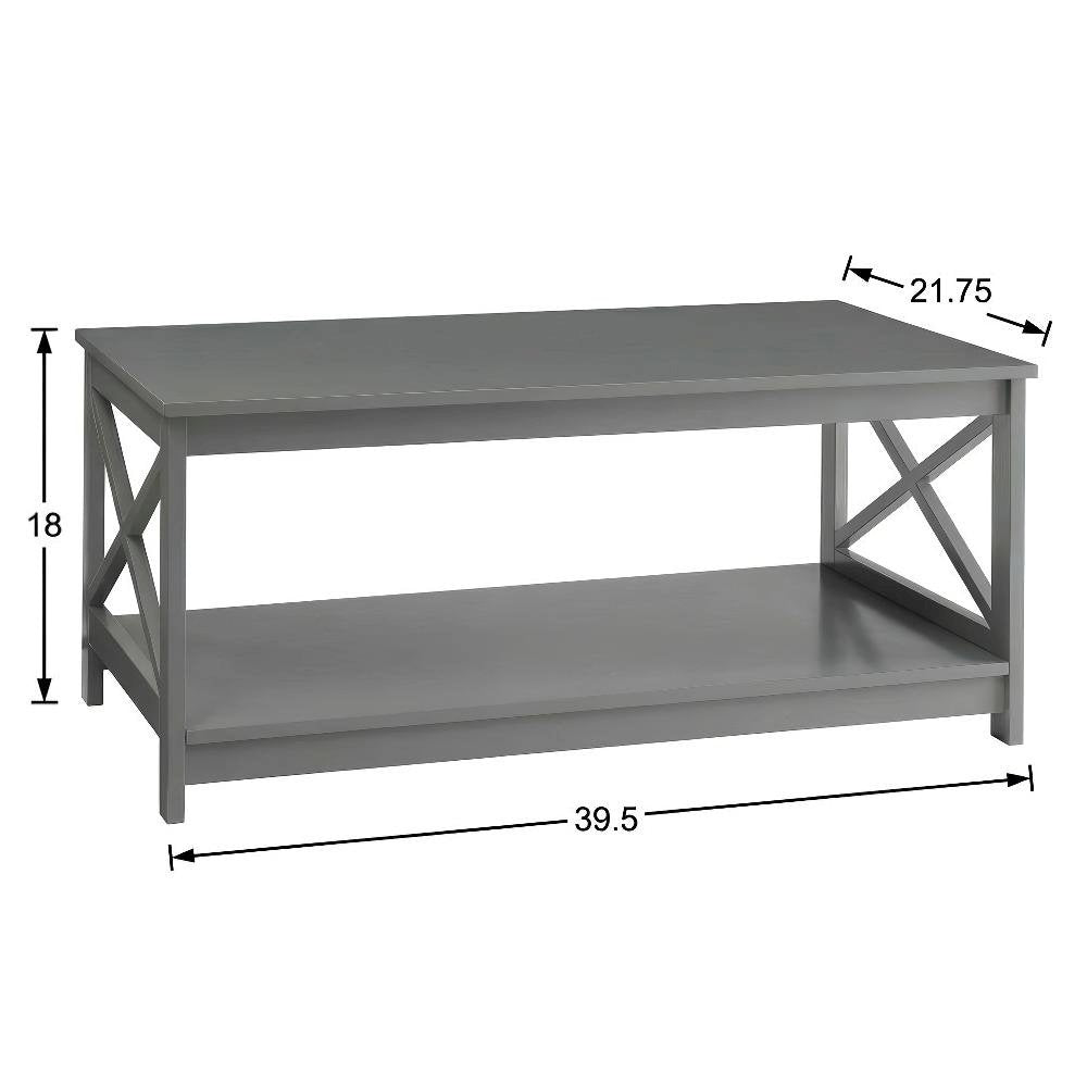 Coffee Table MDF with Shelf in Neutral Finish for Living Room Storage