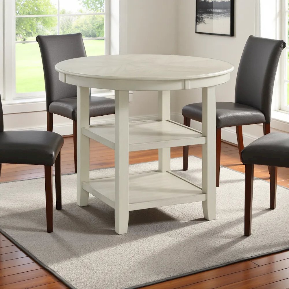 Elegant Counter Height Dining Table in Bisque Finish for Kitchen and Dining