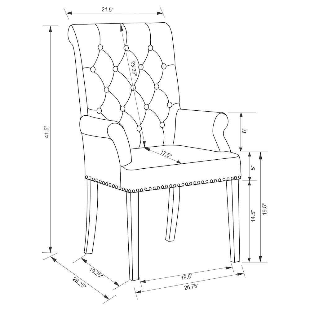 Alana Velvet Upholstered Dining Arm Chair Brown