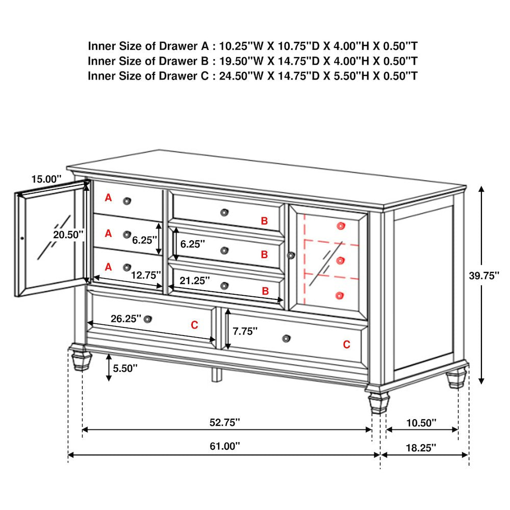 Sandy Beach 11-drawer Dresser Black