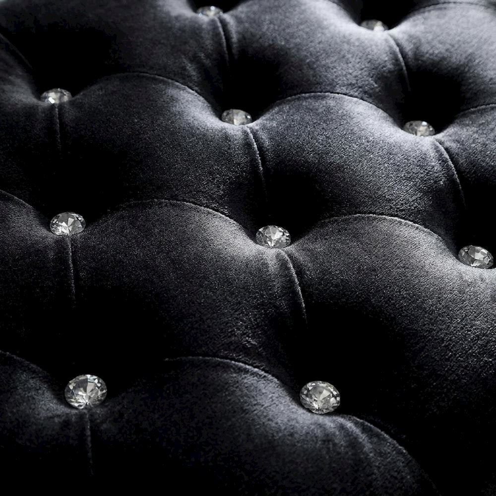 Velvet Button-Tufted Storage Ottoman Bench with Chrome Legs for Entryway, Black