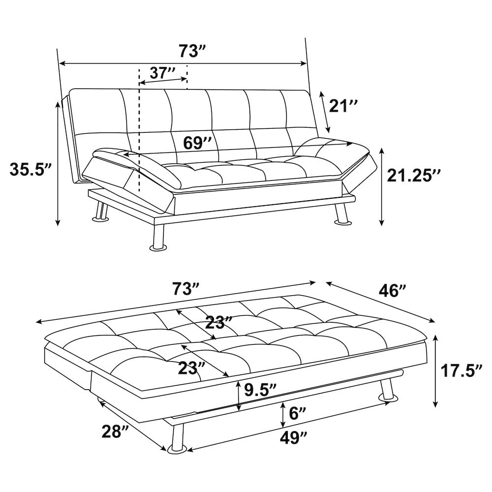 Dilleston Upholstered Tufted Convertible Sofa Bed Grey
