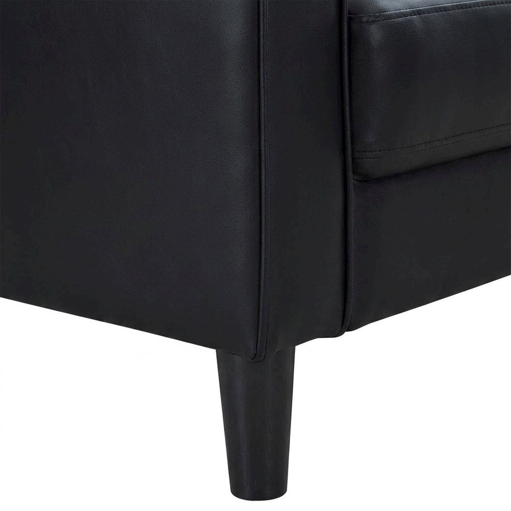 Polyester-Upholstered Small Loveseat Sofa with Track Arms, Transitional, Black