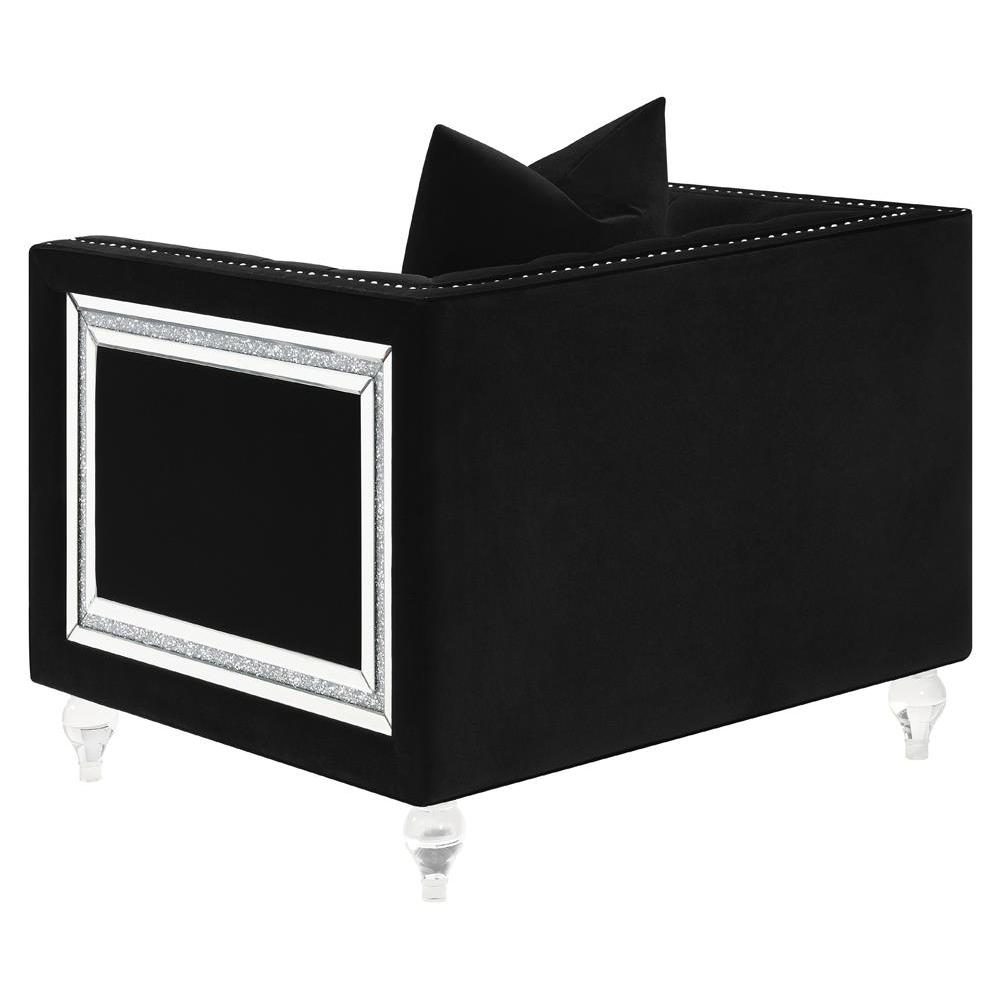 Delilah Upholstered Tufted Tuxedo Arm Chair Black