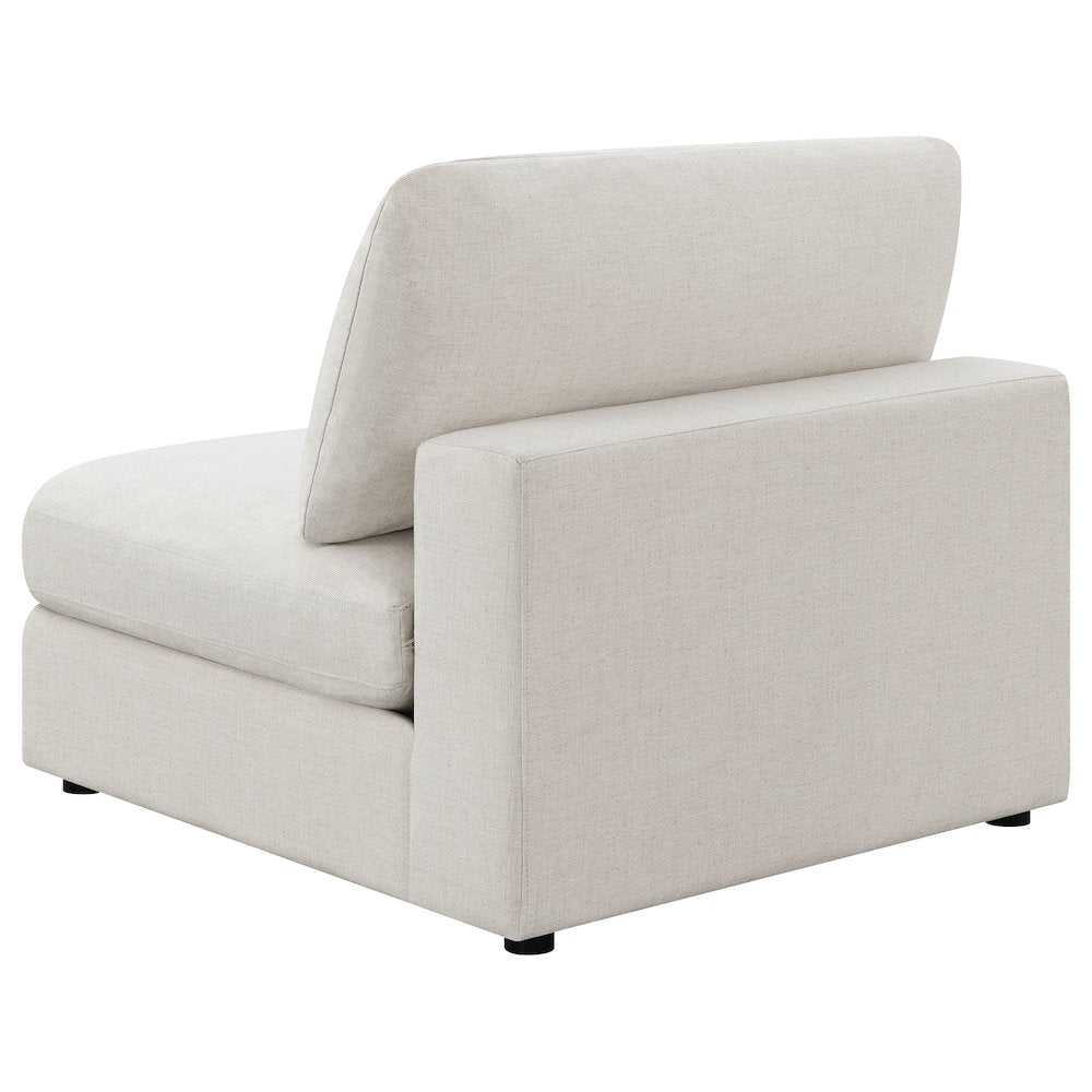 FurniFact Upholstered Armless Accent Chair with Linen-Blend Fabric, Beige