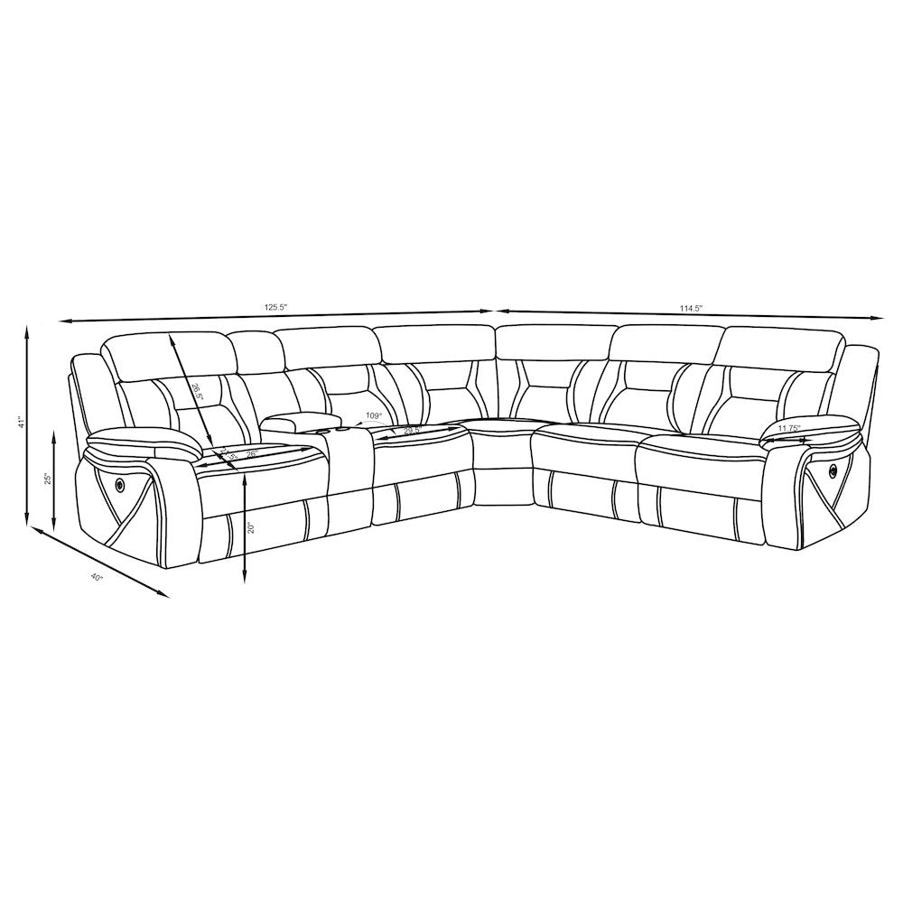 Higgins Upholstered Power Reclining Sectional Sofa Grey