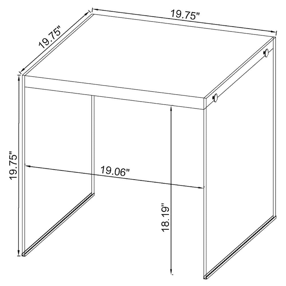 Opal Square Glass Frame Side End Table White High Gloss