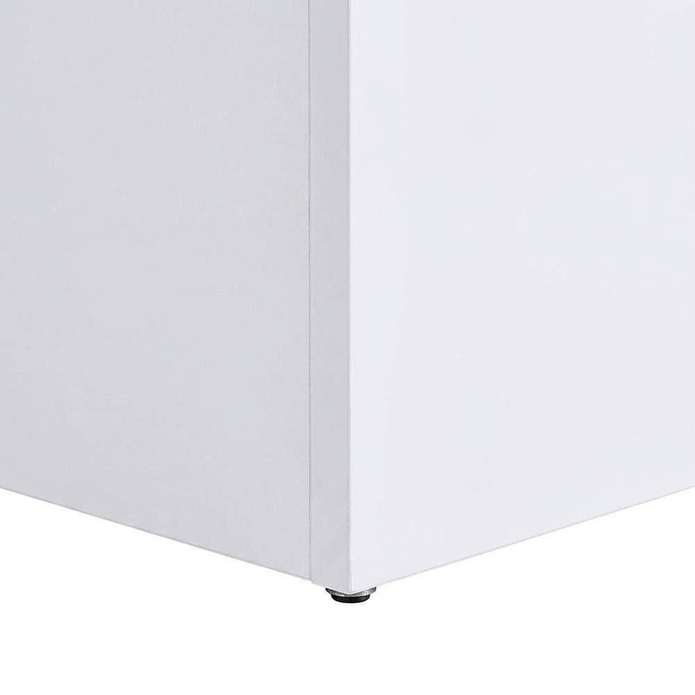 High-Gloss Melamine Square Side Table, Contemporary Base, White