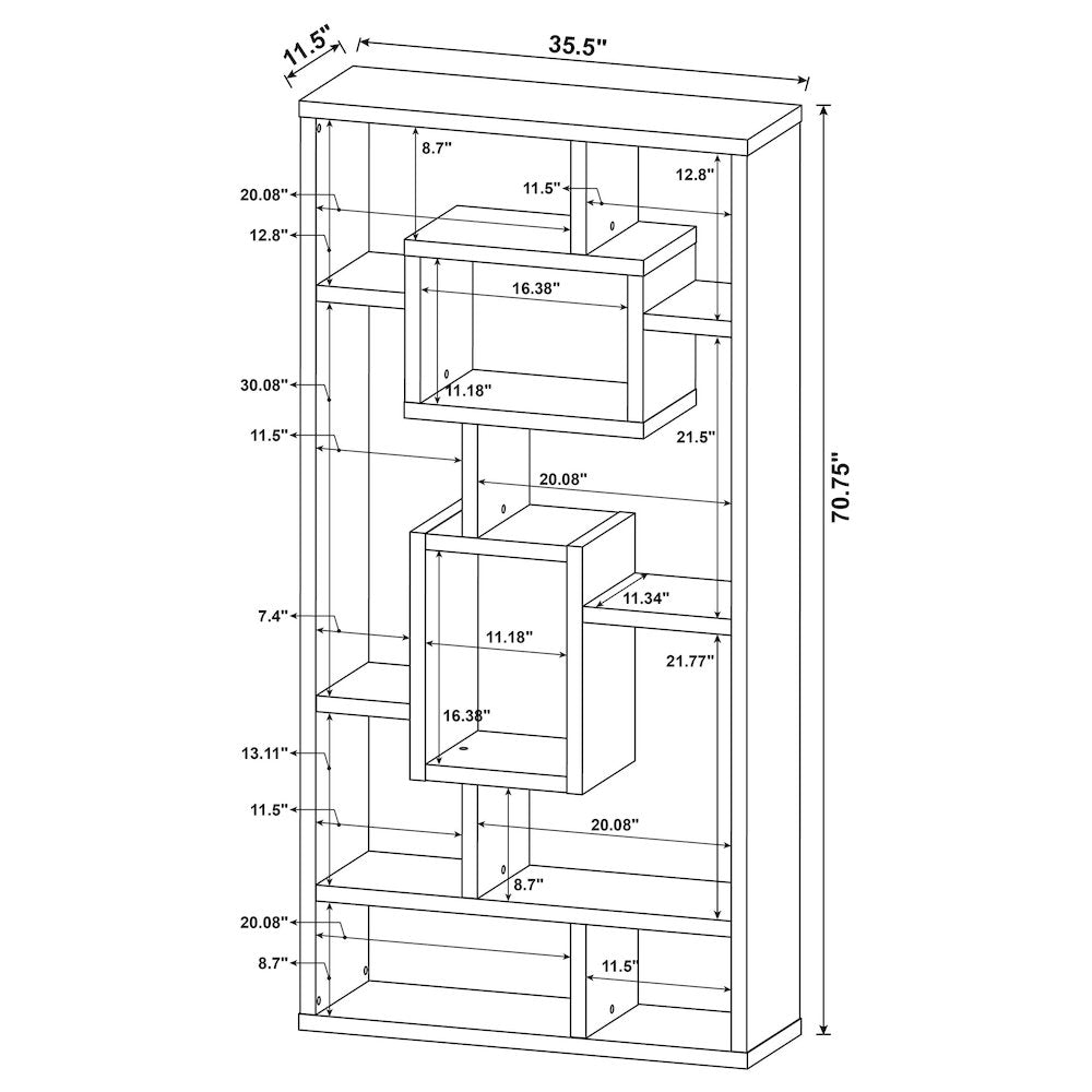Corey 71-inch 8-shelf Bookshelf White