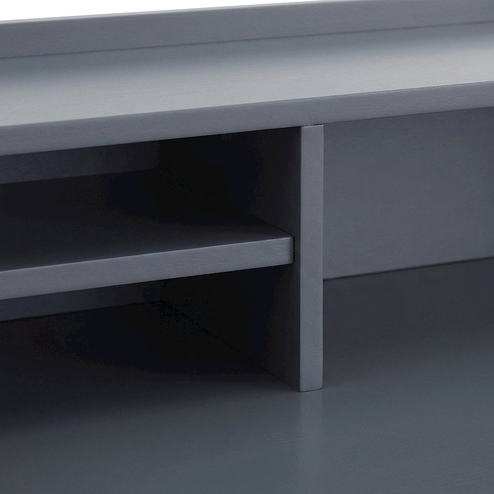 Mid-Century Modern Writing and Computer Desk with 4-Compartment Shelves, Grey