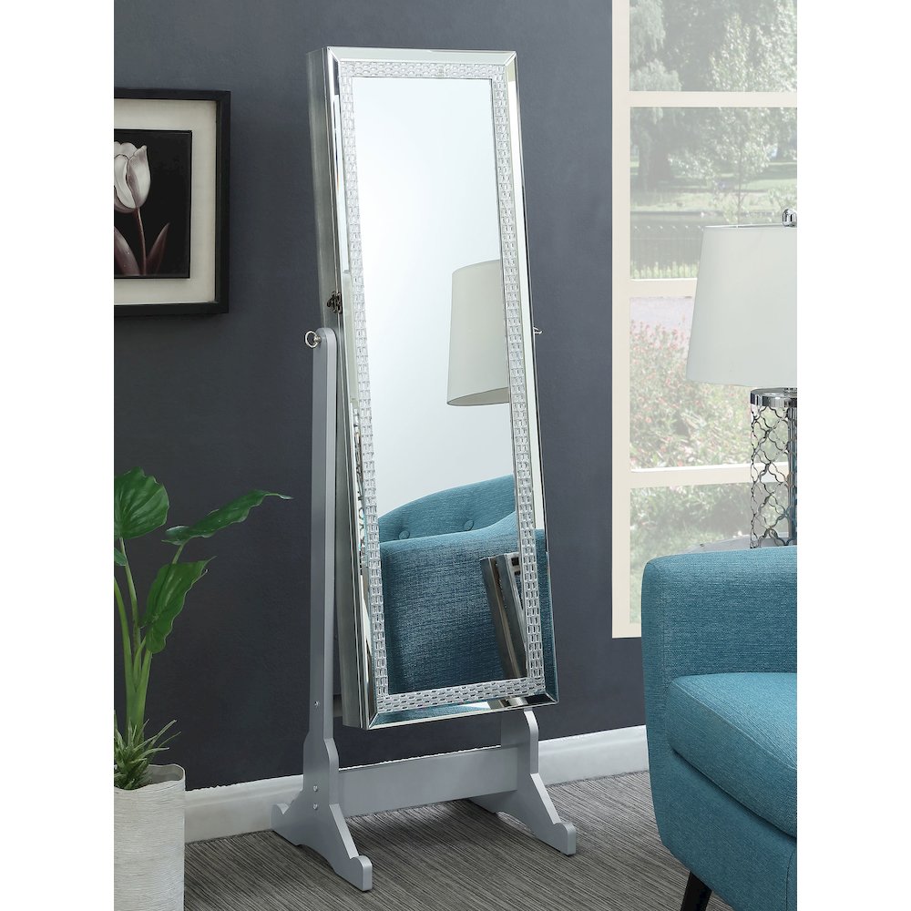 Elle Cheval Mirror with Jewelry Storage Silver