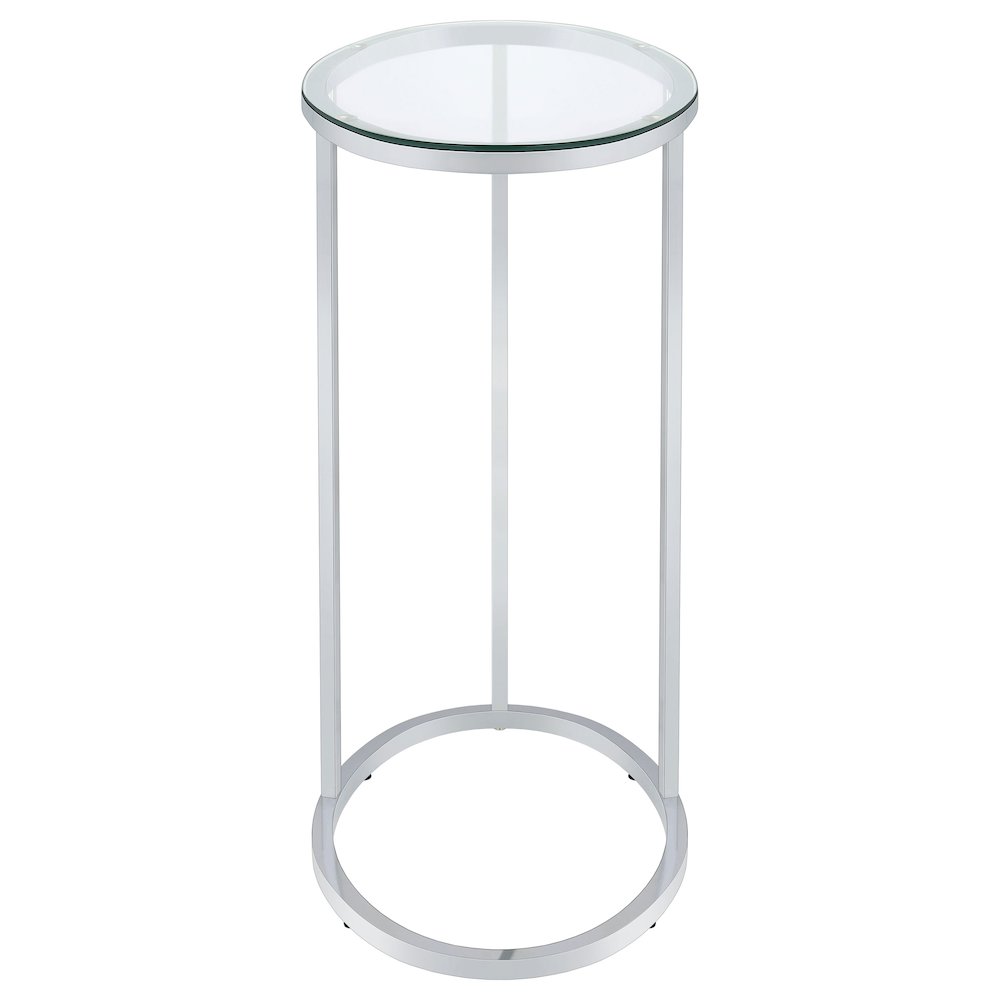 Kyle Oval Glass Top C-Shaped Sofa Side Table Chrome