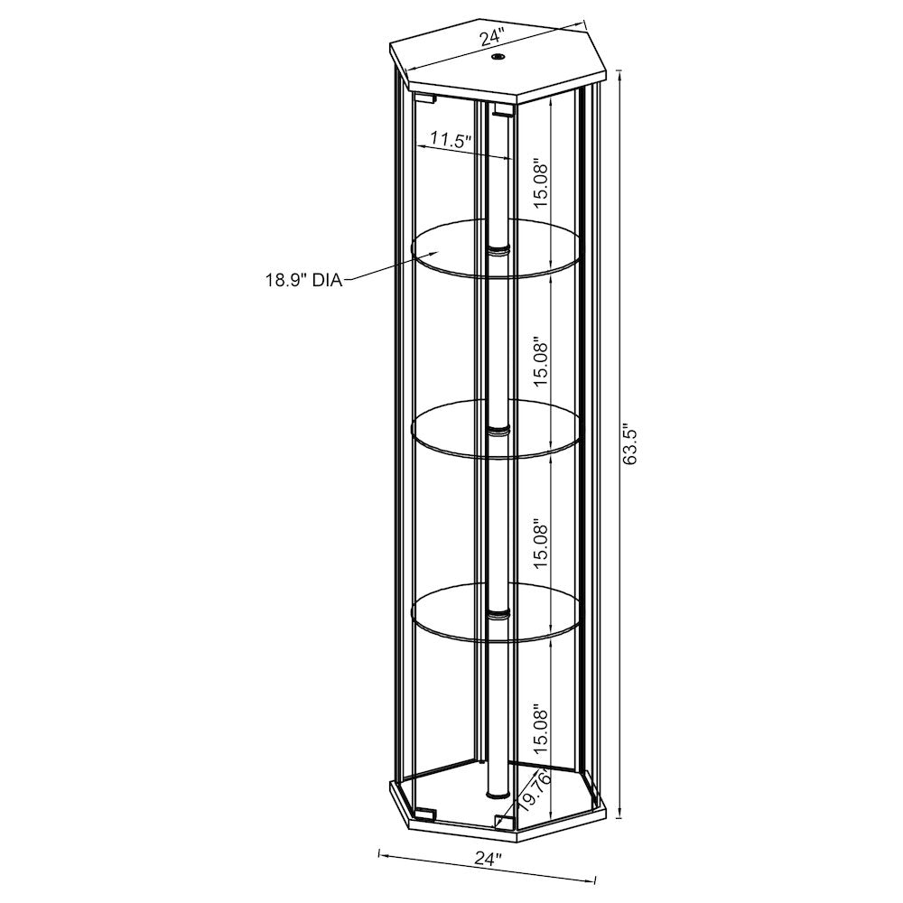Zahavah 4-shelf Hexagonal Clear Glass Curio Cabinet White