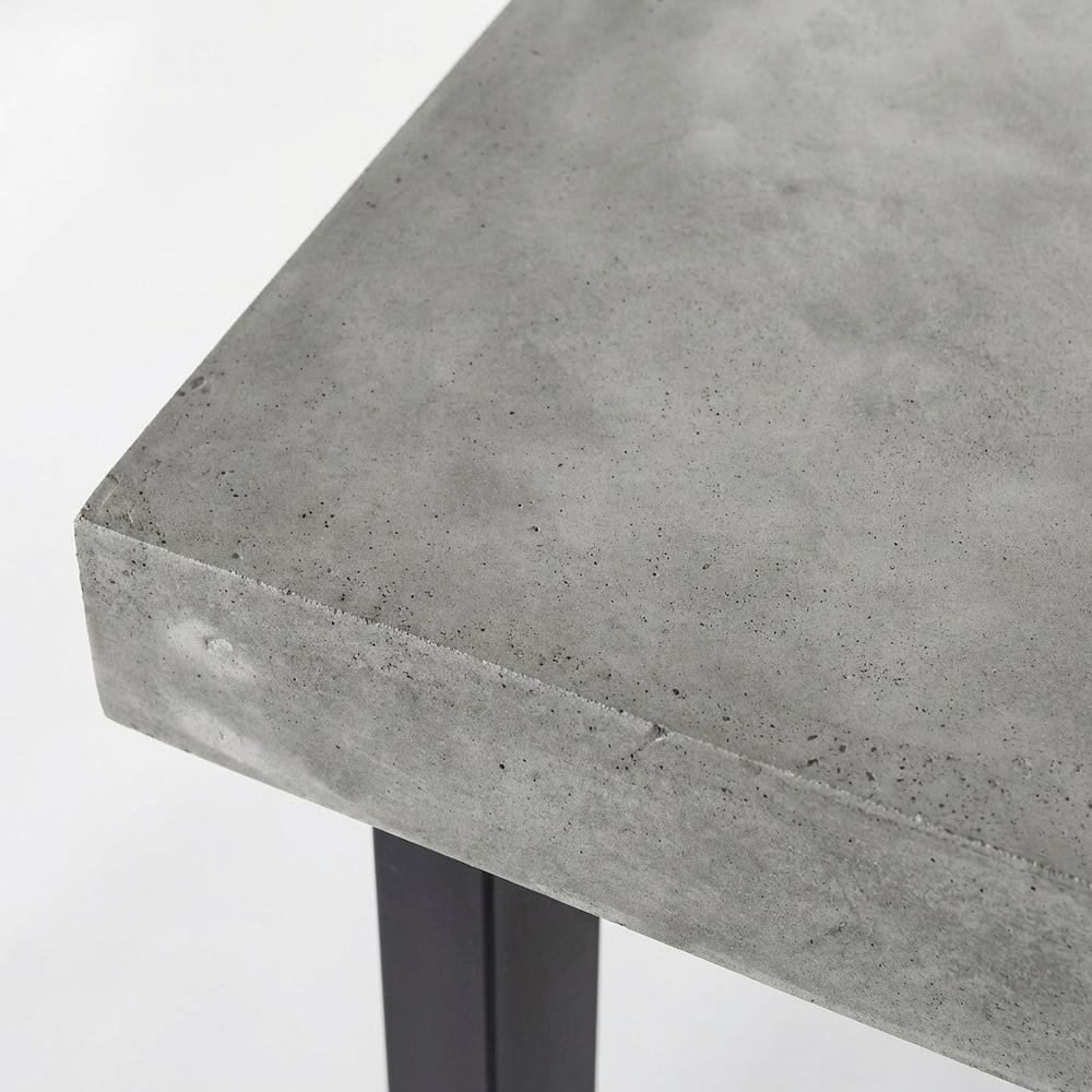 Cement Top Outdoor Dining Table, Contemporary Patio Dining Table for Six