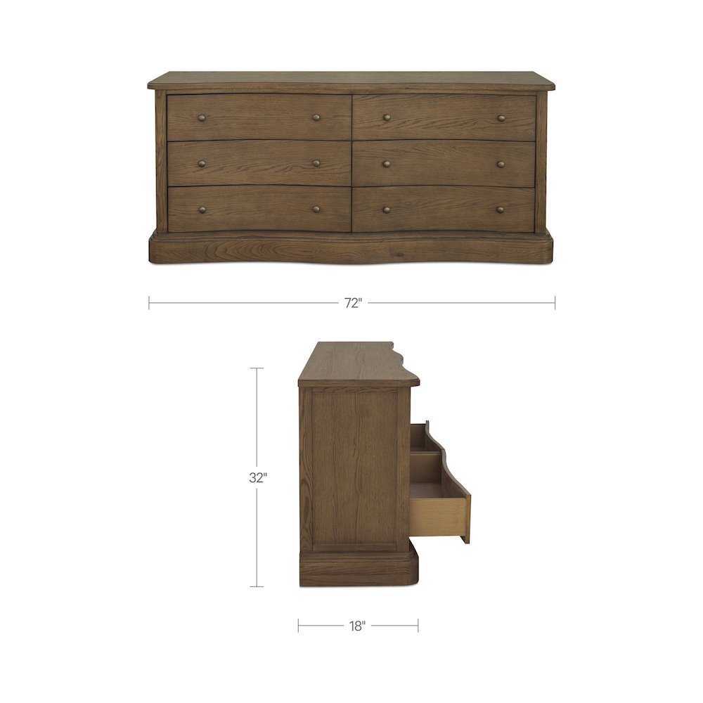 Clarence 6 Drawer Dresser Warm Brown