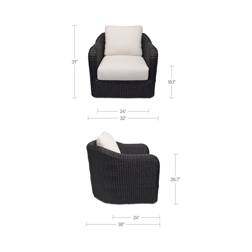 Bodhi Outdoor Swivel Accent Chair Charcoal