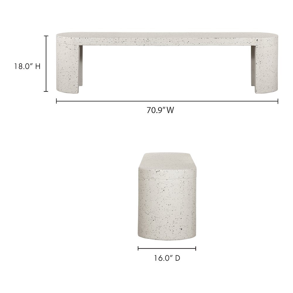 Lyon Outdoor Bench White Terrazzo
