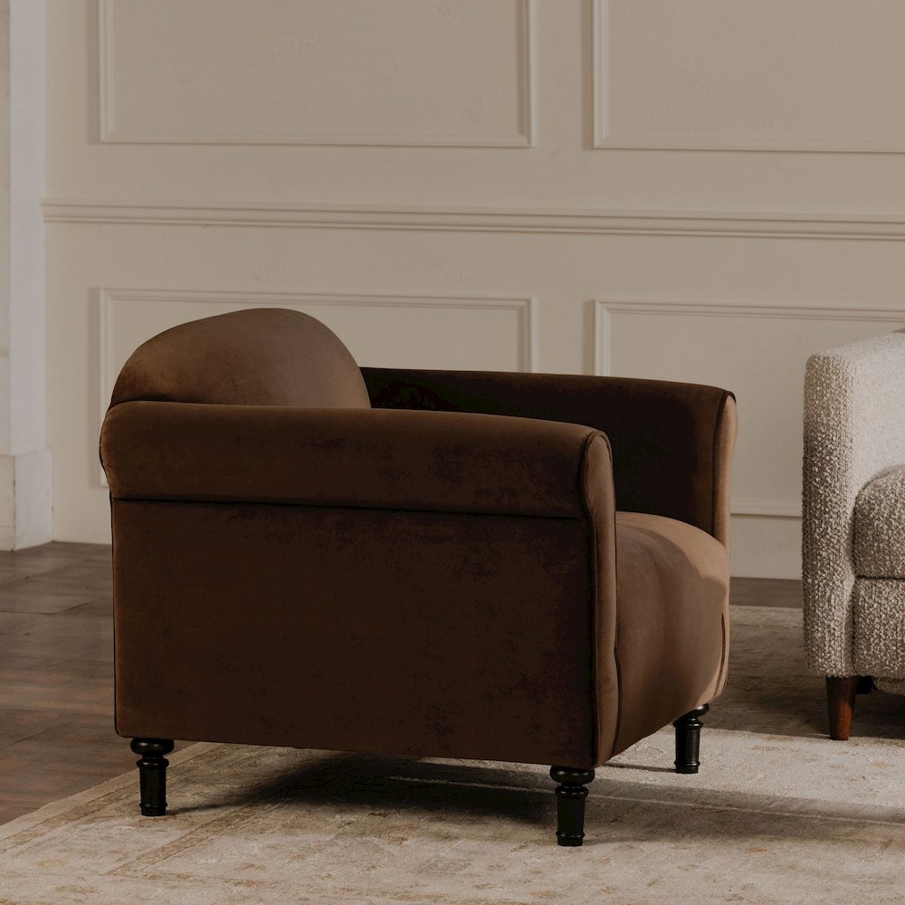 Harmony Accent Chair Dark Brown Faux Mohair