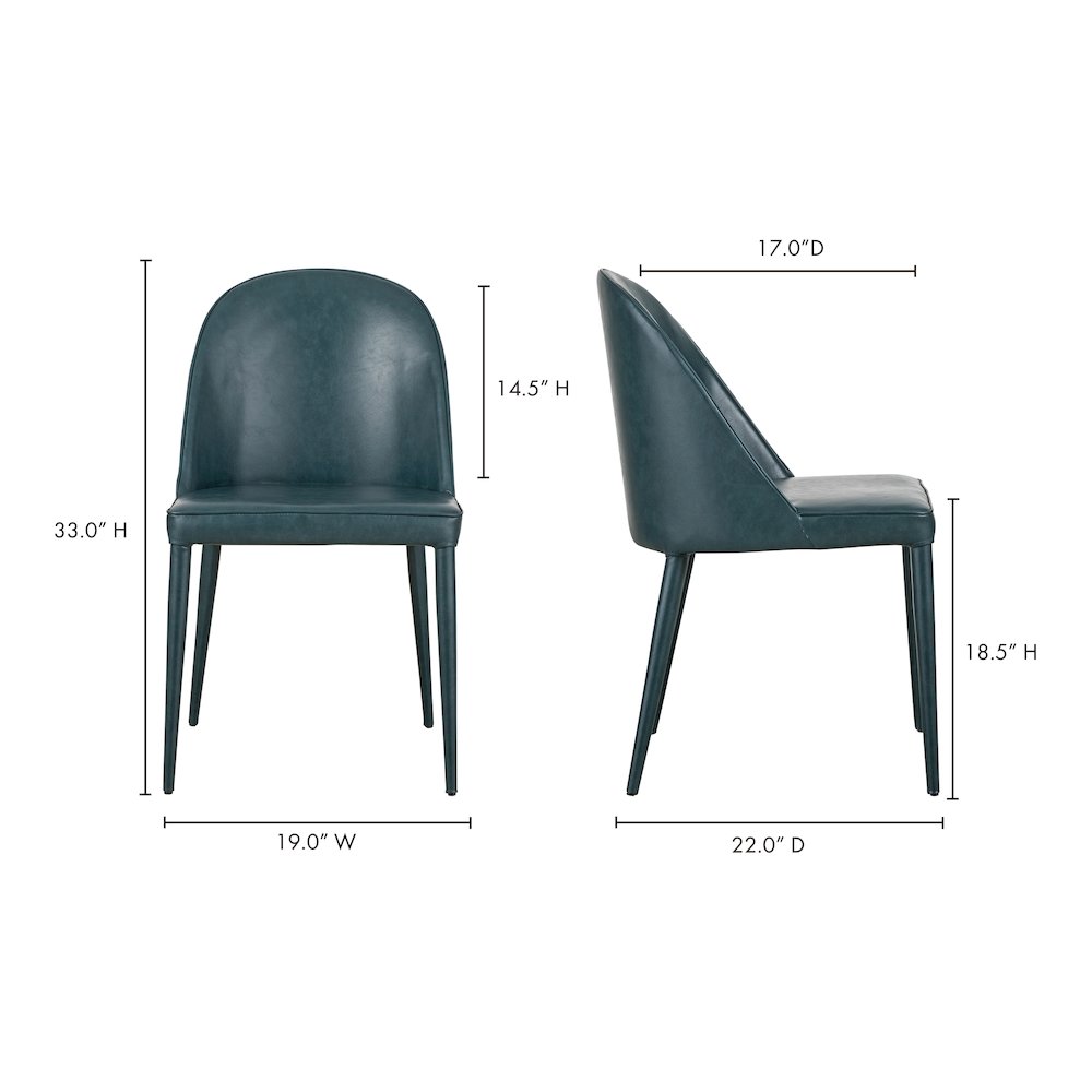 Burton Dining Chair Dark Teal Vegan Leather - Set of Two