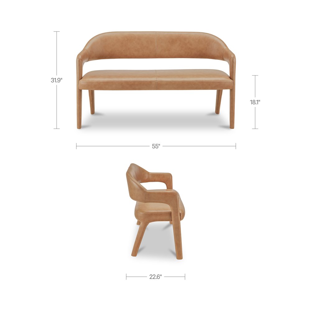 Martens Dining Bench Tan Leather