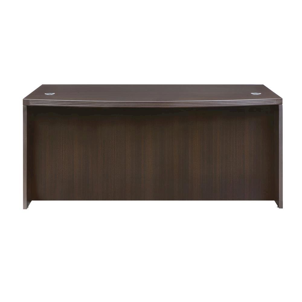 Aberdeen Series Laminate Bow Front Desk Shell, 72w x 42d x 29-1/2h, Mocha