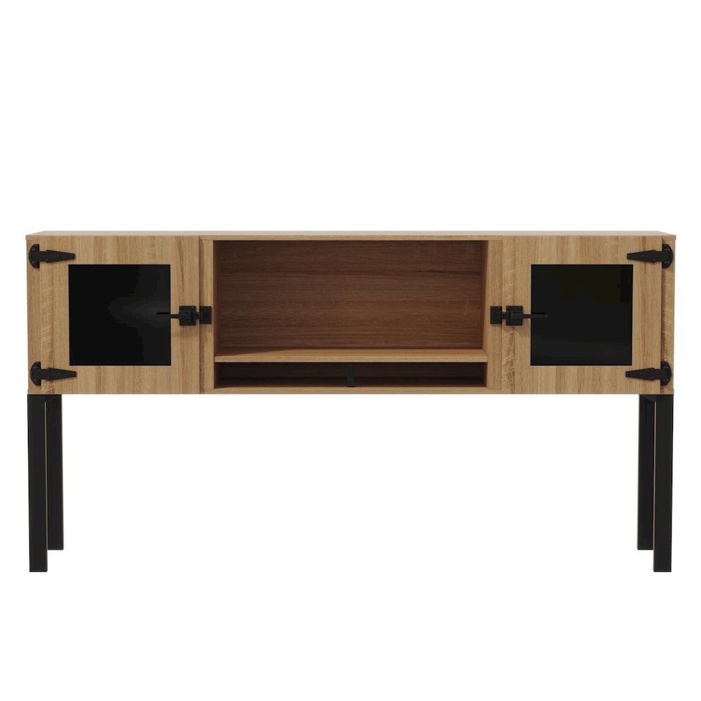 Mirella™ 72” Hutch with Glass Doors Sand Dune