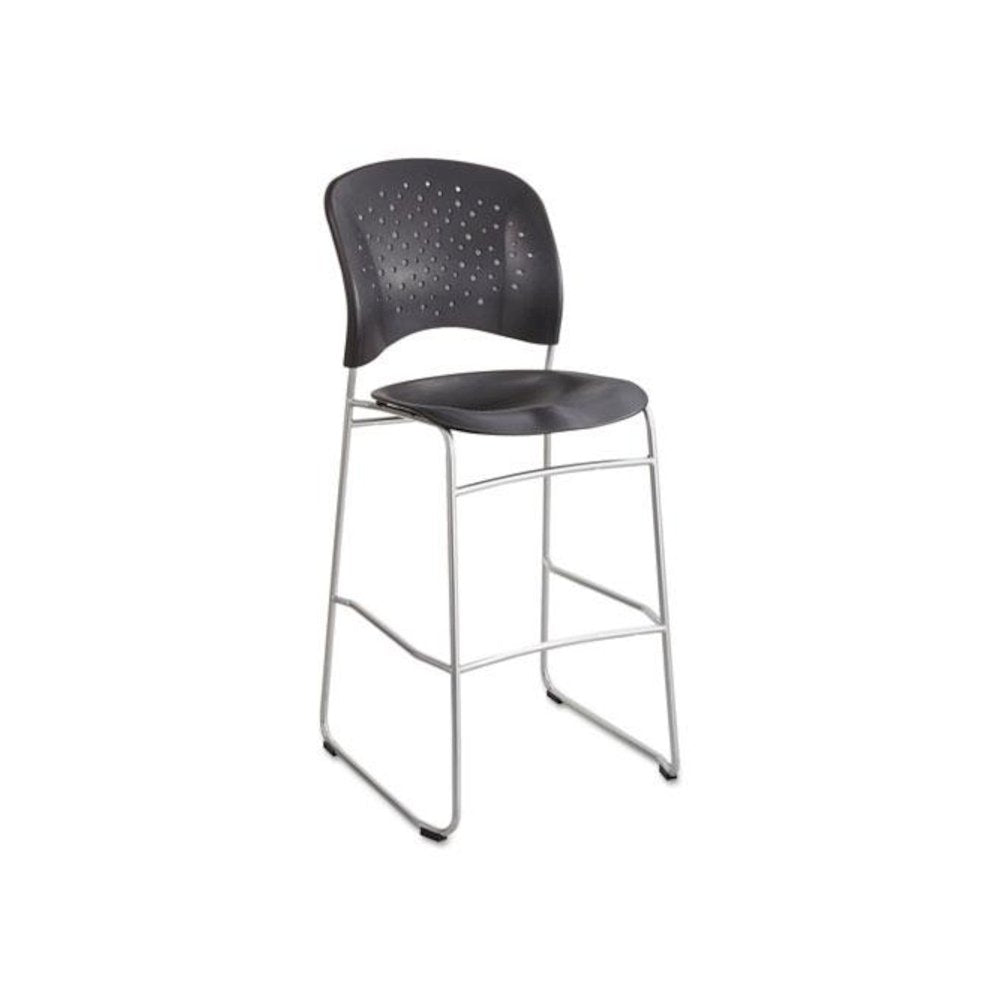 Reve Bistro Chair, Supports Up to 250 lb, 31" Seat Height, Black Seat, Black Back, Silver Base
