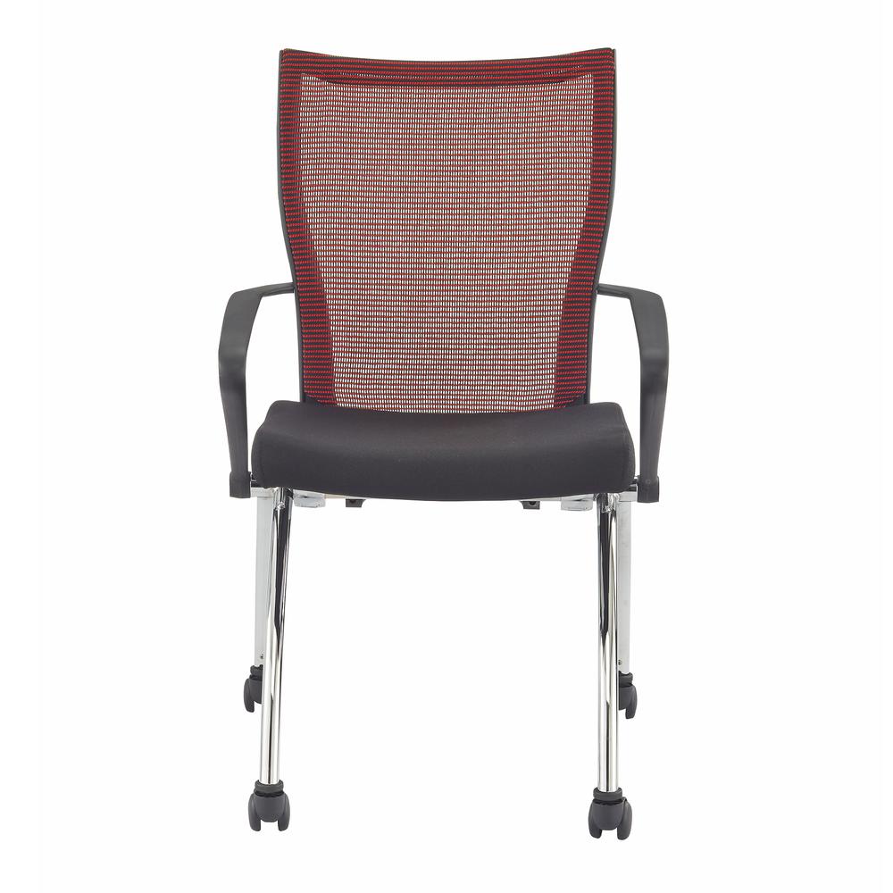 Valore TSH1 High Back Chair with Arms - Fabric Red Seat - Chrome Black Frame - 23" x 24" x 36.5" Overall Dimension. Set of 2