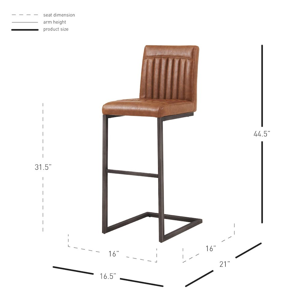 Ronan Faux Leather Bar Stool, (Set of 2)