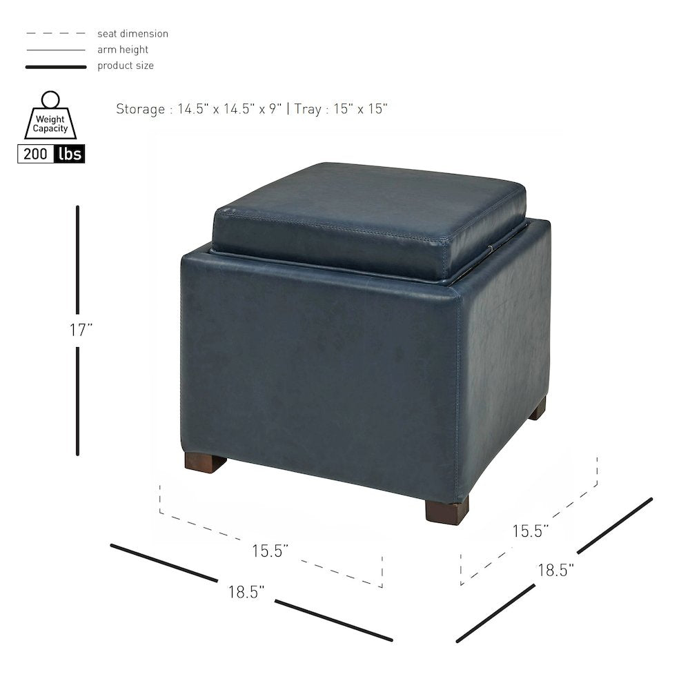 Cameron Bonded Leather Square Storage Ottoman