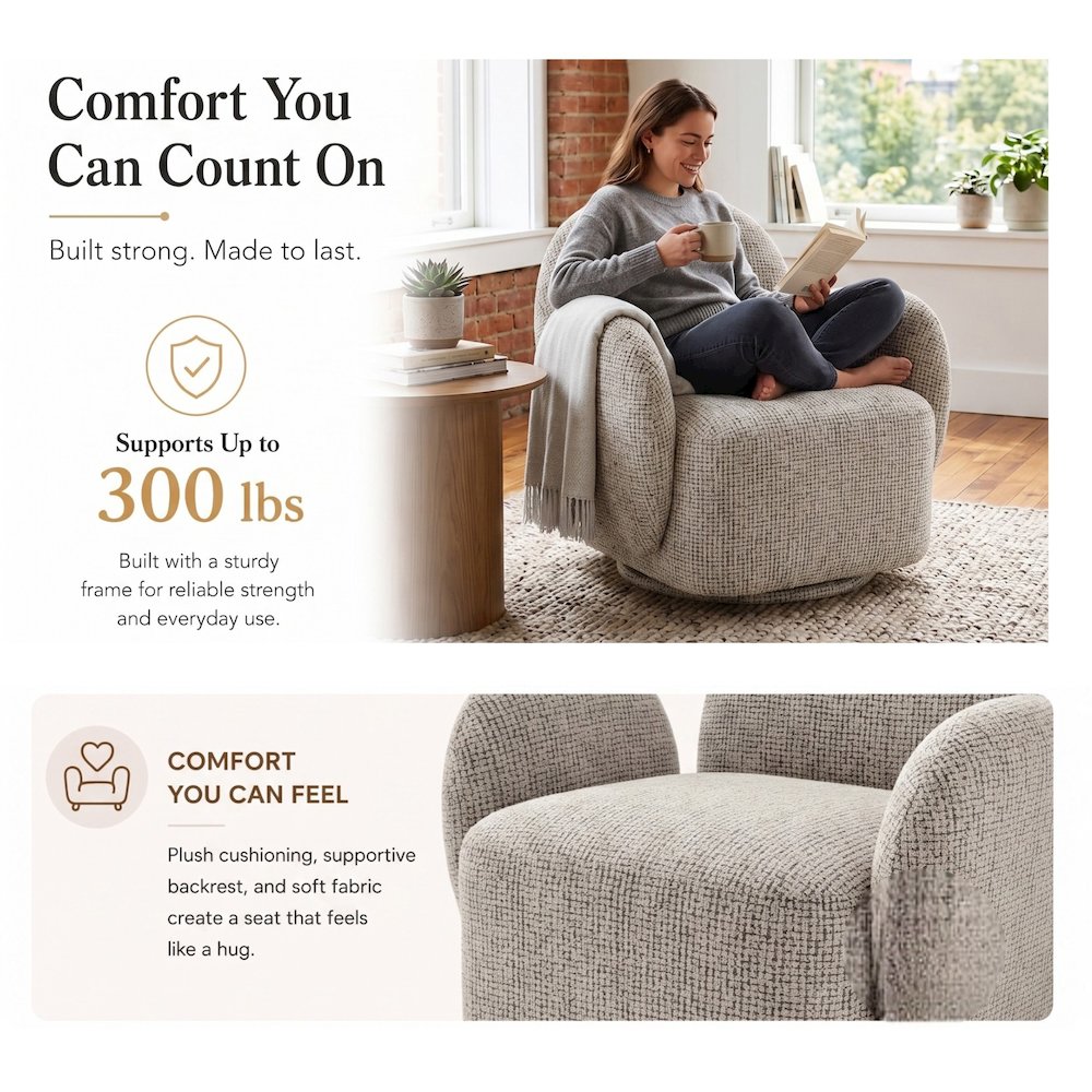Zoya Swivel Accent Arm Chair - Mila Taupe