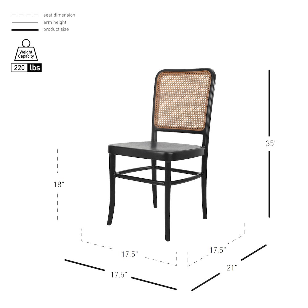 Sonora Rattan Dining Side Chair Wood Seat (Set of 2)