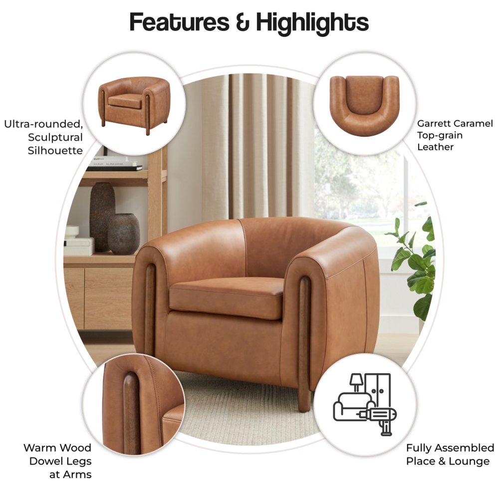 Cordelia Top Grain Leather Accent Arm Chair