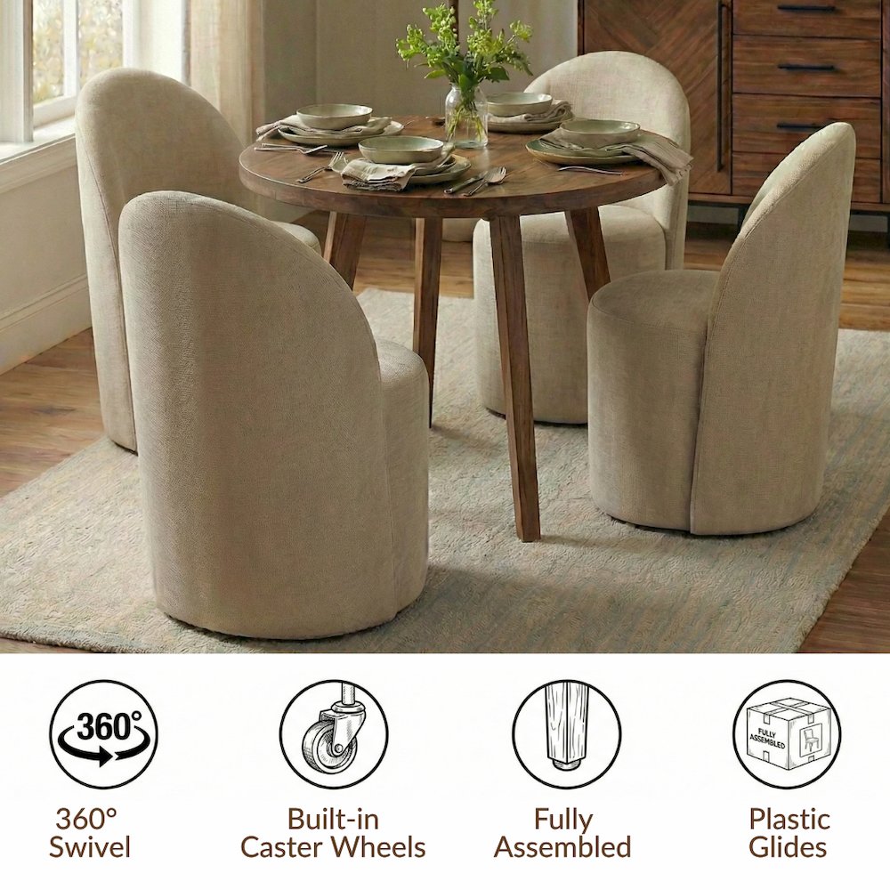 Cabrina Dining Side Chair w/ Casters - Millburry Green Chenille