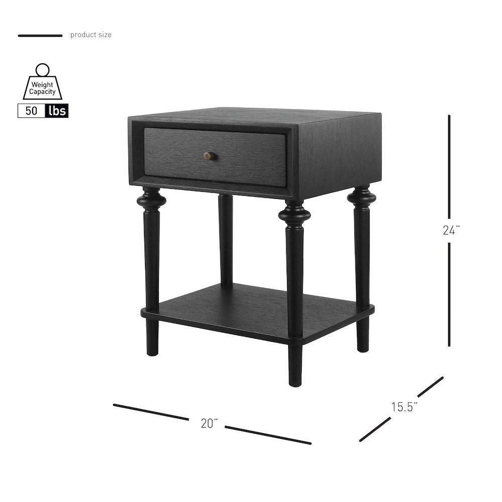 Romilda 1-Drawer Accent Table - Black