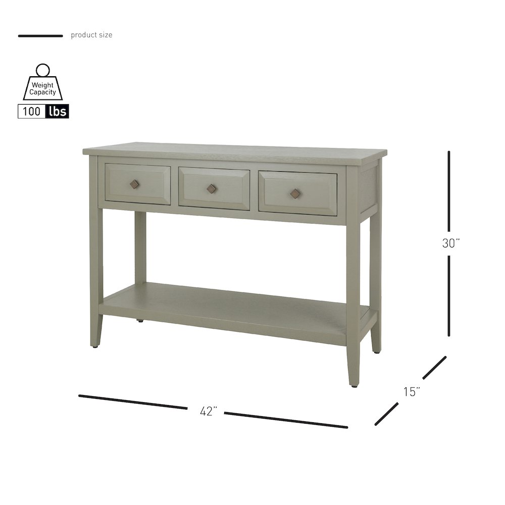 Wexford 3-Drawer Console Table - Sage Green