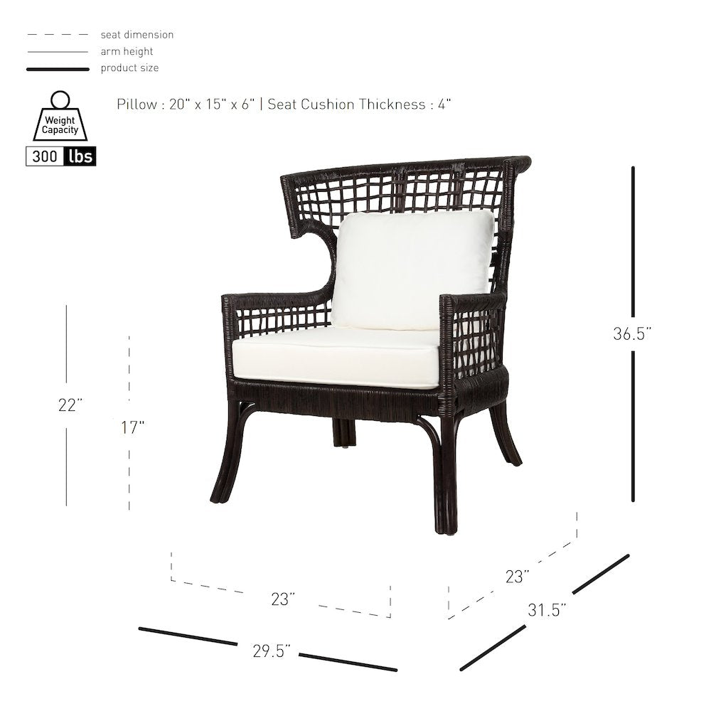 Zelma Rattan Accent Arm Chair