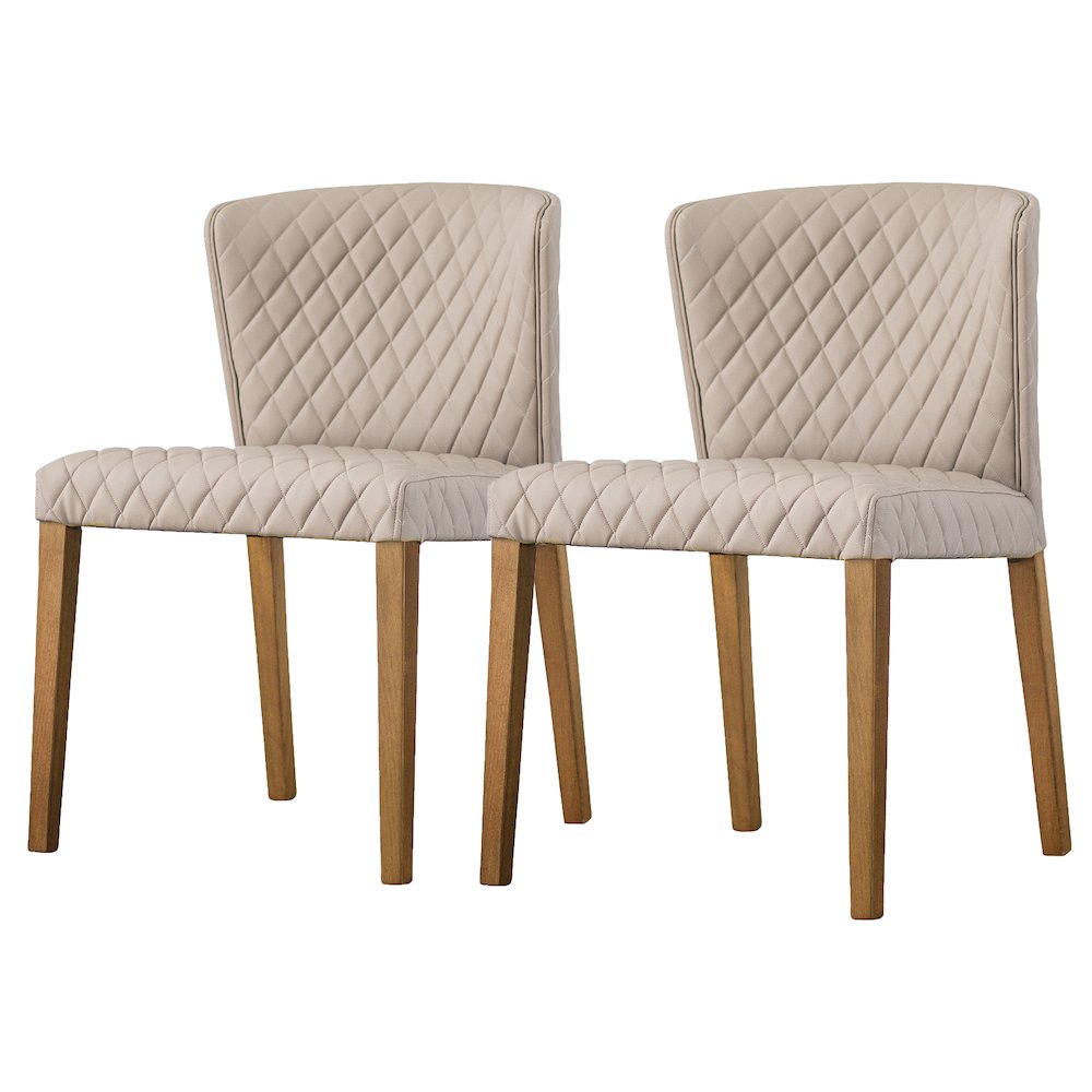 Albie Diamond Stitching Faux Leather Dining Side Chair, (Set of 2)